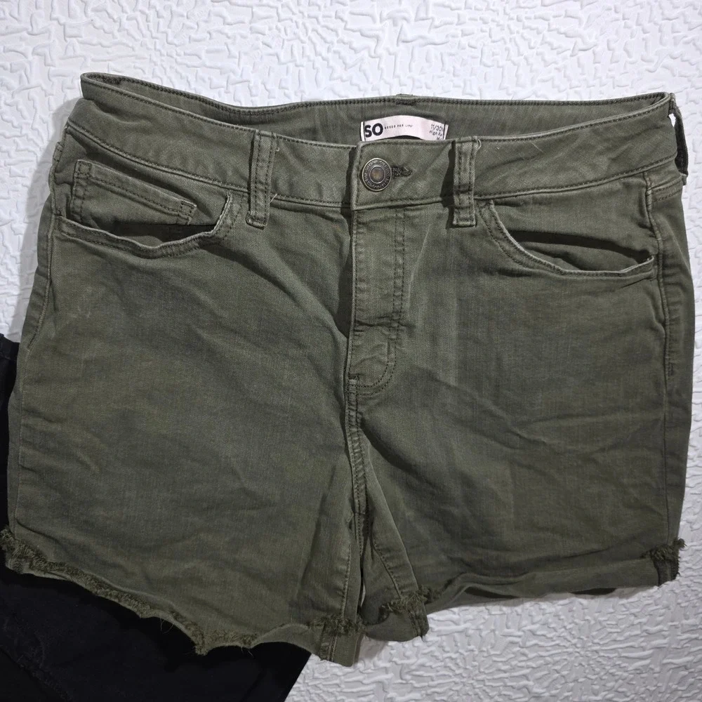 SO Goods For Life‎ Womens High Rise Midi Shorts Bundle Black Olive Green Size 11